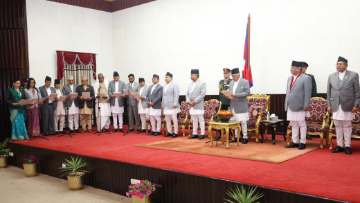 नवनियुक्त मन्त्रीले लिए शपथ, पाँच नेता बने पहिलो पटक मन्त्री